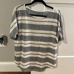 Loft Tshirt Blue and Off White Dolman Short Sleeve